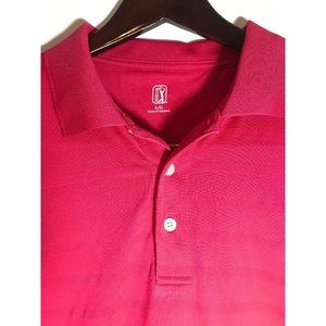 Large PGA Tour Dark Pink Men's Polo Shirt Golf Short Shirt Sleeve
